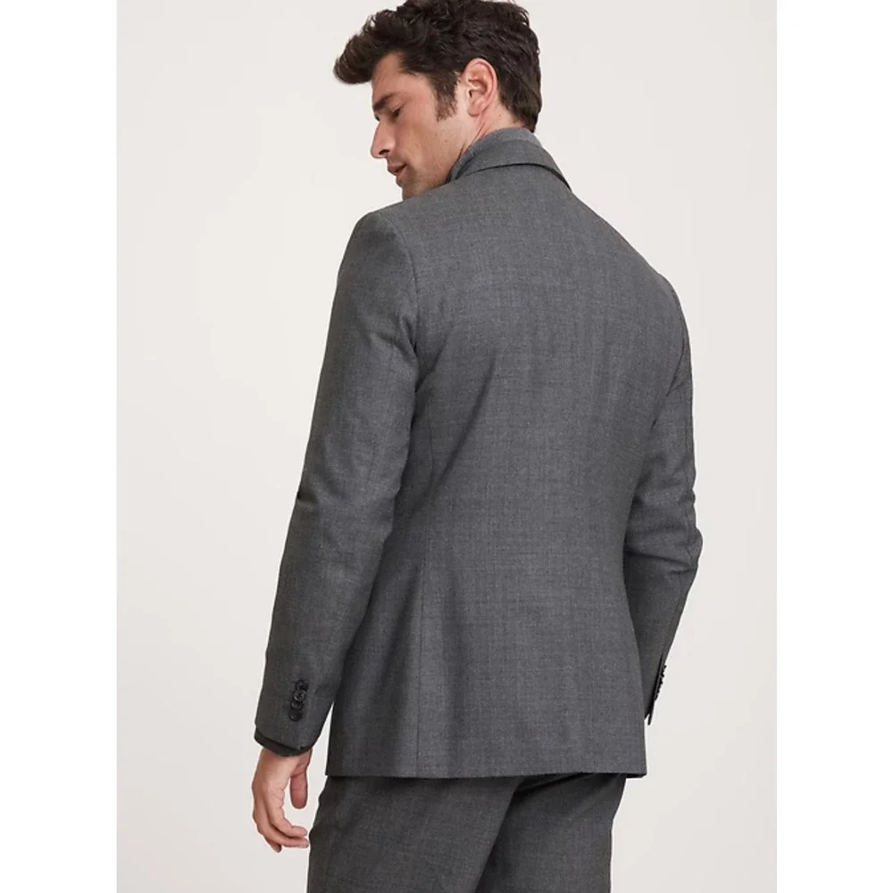 Banana Republic 42R Italian 100% Wool Blazer $450 2-Button Gray Jacket Work